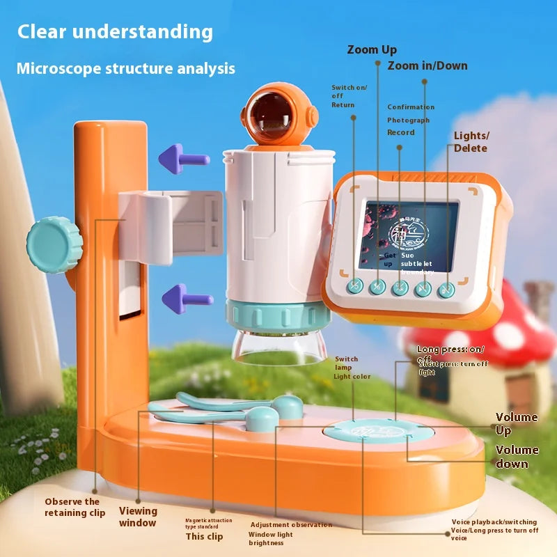 Kids HD Portable Handheld Microscope – 500x Magnifier Kids Microscope Axl