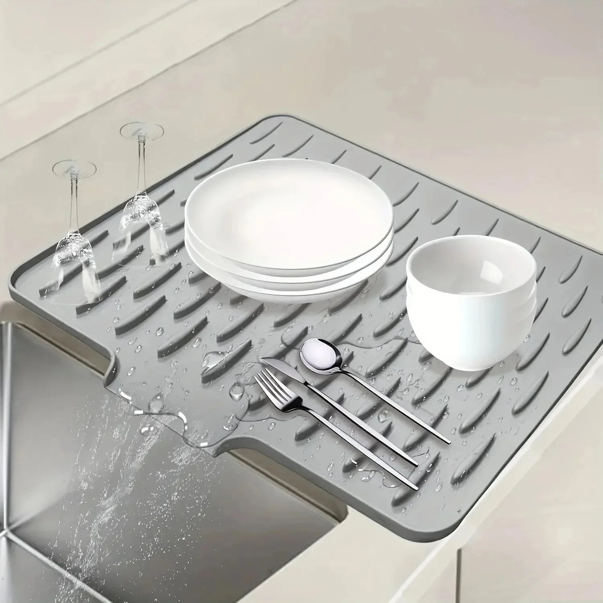 Silicone Sink Mat with Built-In Drain | Non-Slip Dish Drying Tray Silicone Sink Mat Axl 1pcs