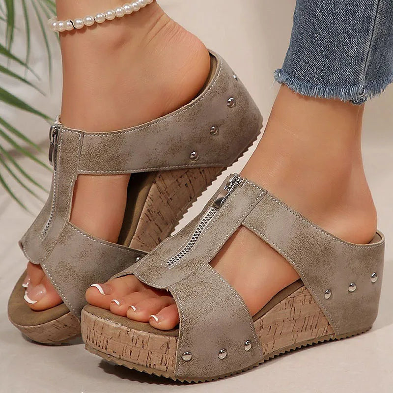 HAJINK Women's Platform Wedge Sandals | Summer Heeled Slides Platform Wedge Sandals Axl