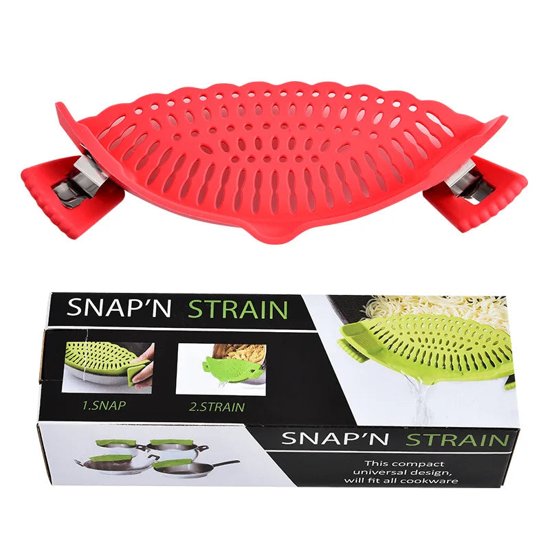 Clip-On Silicone Pot Strainer & Anti-Spill Water Drainer Pot Strainer Axl Red Color Box Packag
