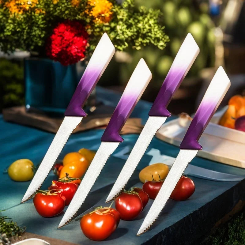 Steak Knife Set 4/6/8 Pcs – Gradient Handle Serrated Steel Steak Knife Set Axl