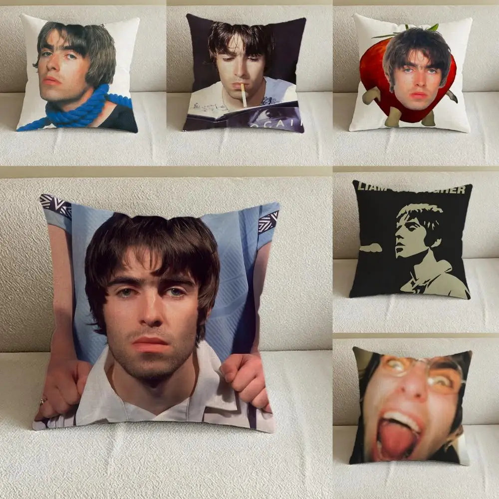 Liam Gallagher Linen Cushion Cover – Printed Pillow for Sofa Decorative Cushion Cover Axl