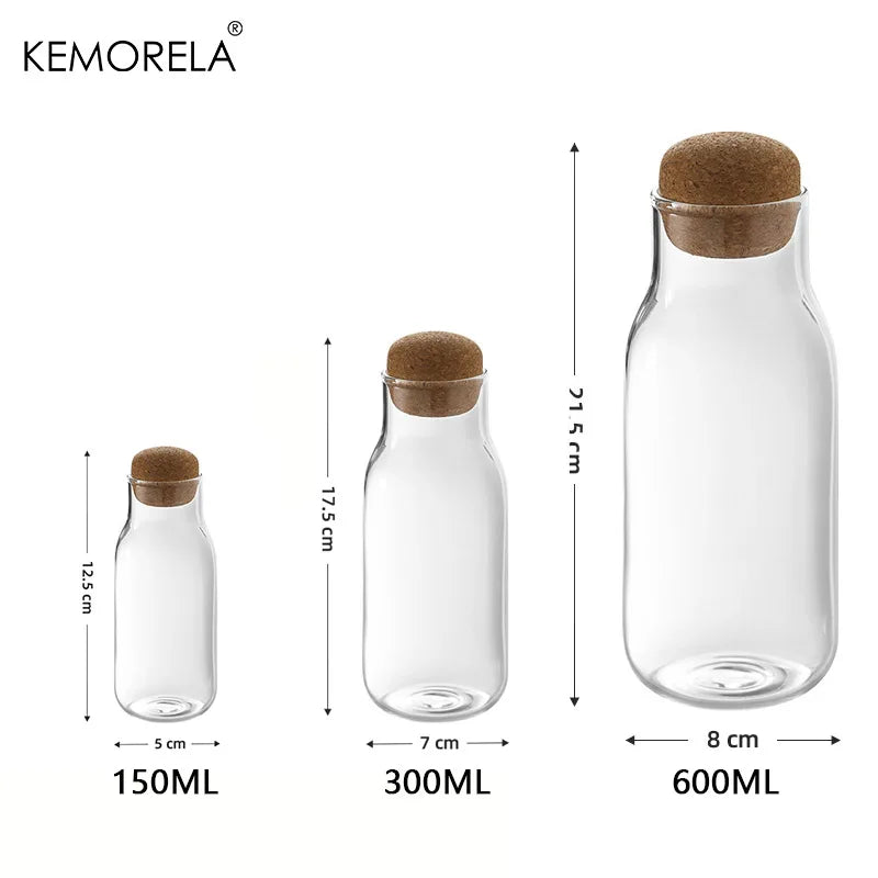 Clear Glass Storage Jar with Cork Lid – Airtight Canister Glass Storage Jar Axl