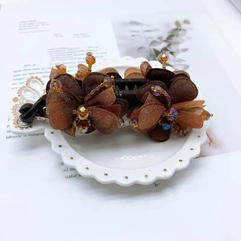 Non-Slip Floral Banana Hair Clip – Vintage Rose Barrette Hair Clip Barrette Axl A5