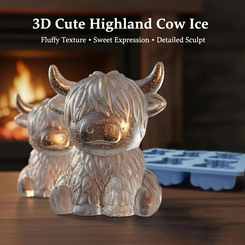 Highland Cow Silicone Ice Mold – 3D Cute Ice Cube Tray Silicone Ice Mold Axl