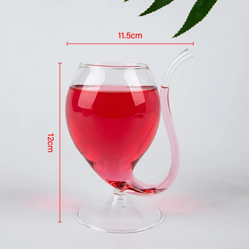Creative Wine Glass with Built-In Straw | Borosilicate Cup Novelty Wine Glass Axl