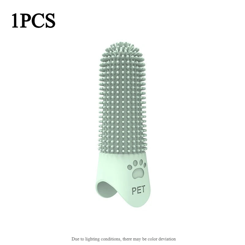 360° Silicone Finger Toothbrush for Dogs & Cats – All Breeds Pet Finger Toothbrush Axl Green-1pcs