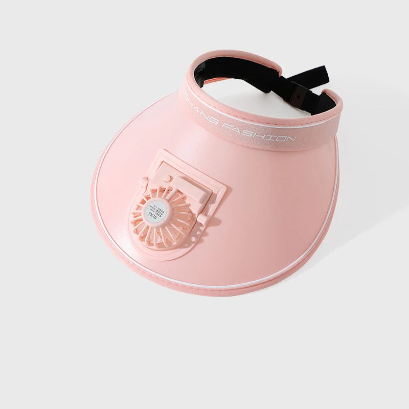 Wide Brim Fan Hat – 3-Speed Cooling Cap with Chin Strap Fan Brim Hat Axl pink