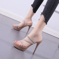 12CM Rhinestone Stiletto Sandals – Women's High Heel Party Shoes Stiletto Heel Sandals Axl Bean Paste 38