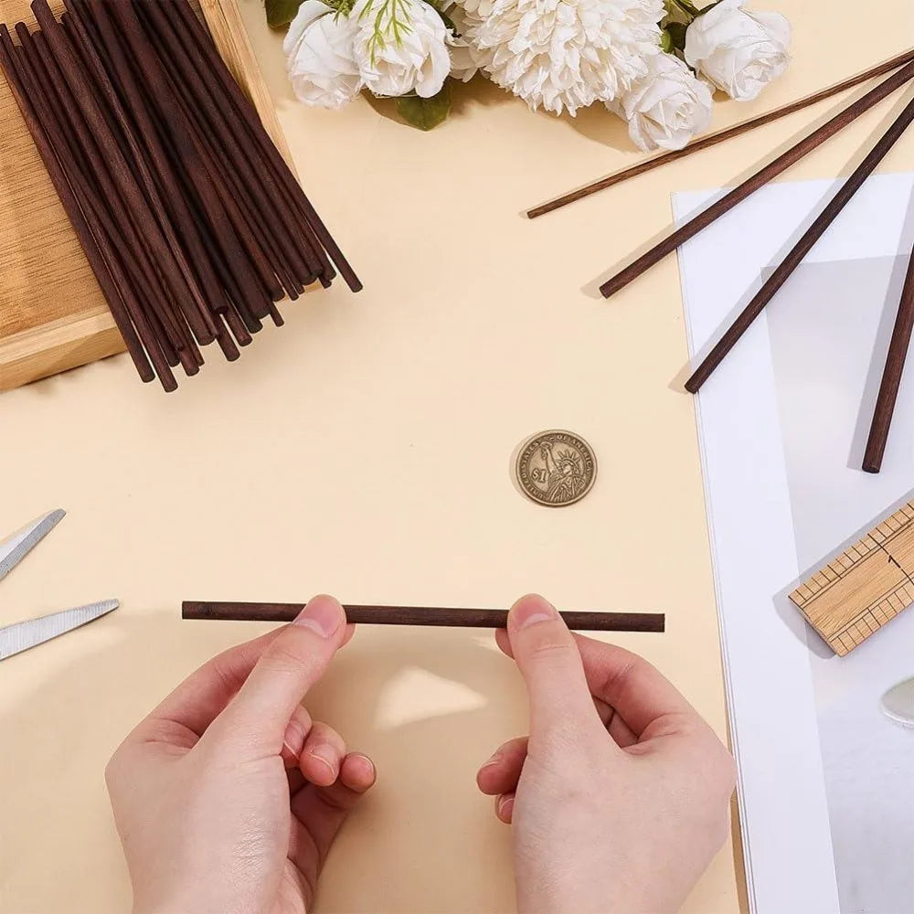 32 Pcs Walnut Dowel Rods 4 Sizes – Unfinished Wood Craft Sticks Wood Dowel Rods Axl