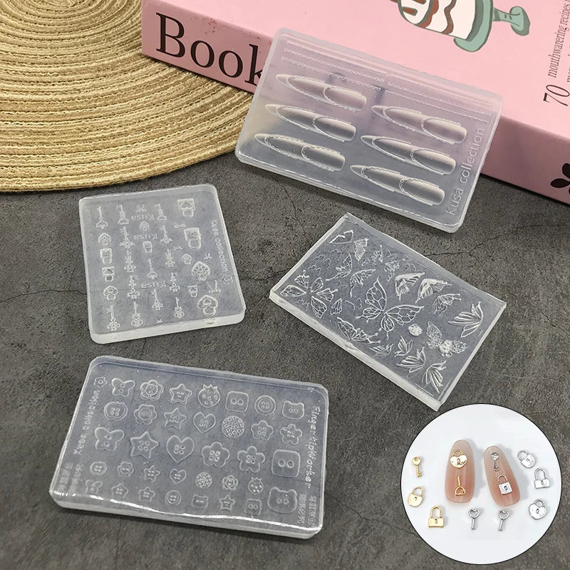 Butterfly & Key Silicone Nail Mold – DIY Manicure Stamping Tool Nail Art Mold Axl