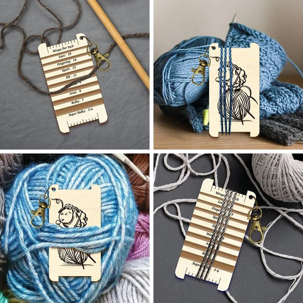 Wooden Sheep Yarn WPI Gauge & Knitting Needle Ruler Tool Yarn Gauge Ruler Axl