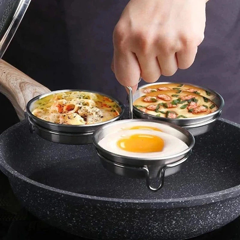 3-in-1 Stainless Steel Egg Steamer Mold – Round & Heart Egg Steamer Mold Axl