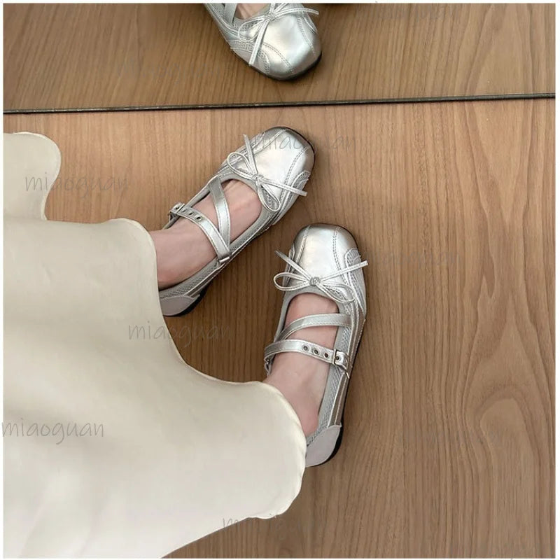 Women's Square Toe Butterfly Mary Jane Loafers | Buckle Strap Mary Jane Loafers Axl