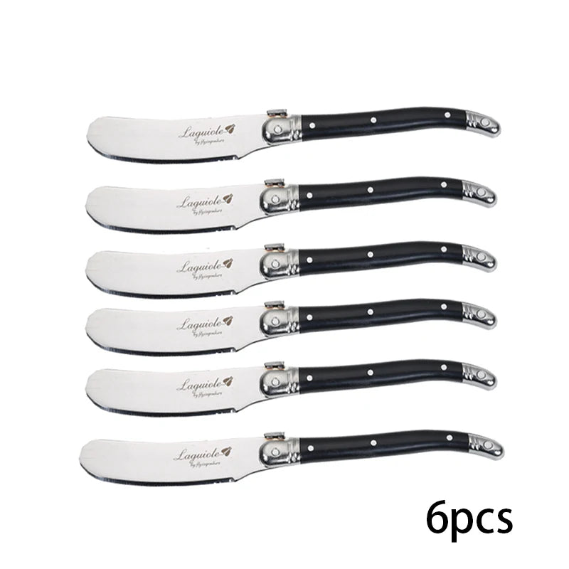 Laguiole Rainbow Butter & Cheese Spreader Knives – 4-Piece Set Cheese Spreader Set Axl 6pcs black