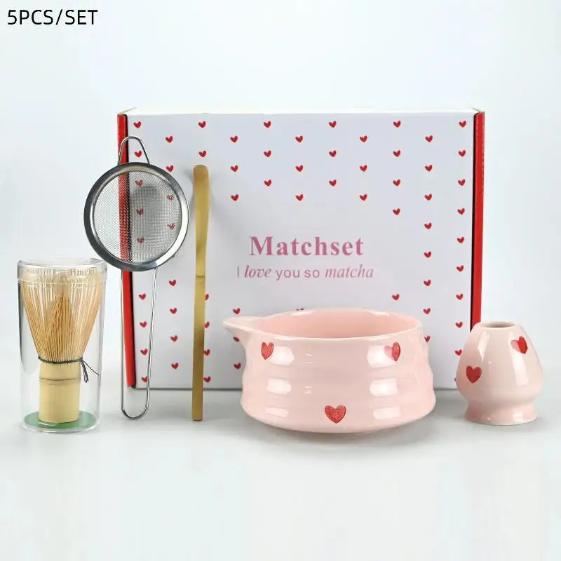 Ceramic Matcha Set – Bowl, Whisk, Holder & Bamboo Scoop Kit Matcha Tea Set Axl 5pcs