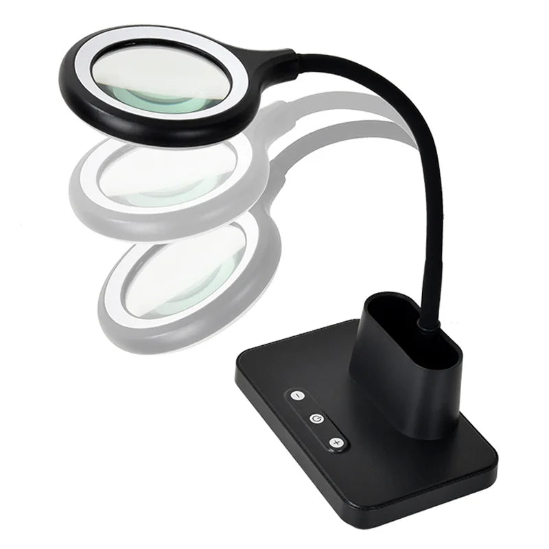 5X Magnifier Lamp 48 LED Desktop Folding Light – Welding & Detail Work Magnifier Lamp Axl black