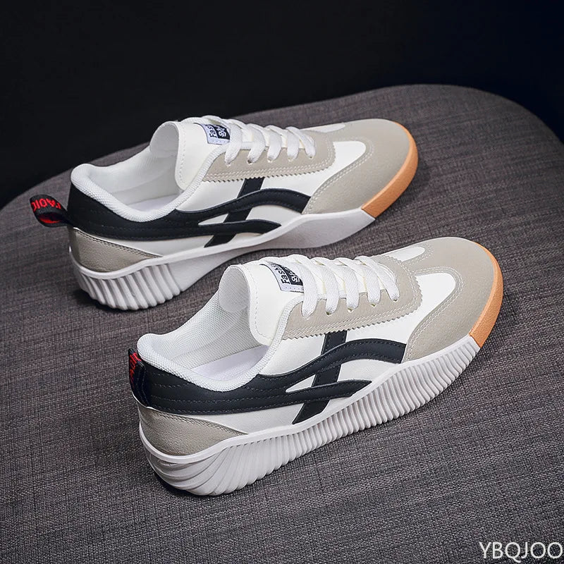YBQJOO Women's White Sneakers – Breathable Flat Casual Shoes Women's Sneakers Axl