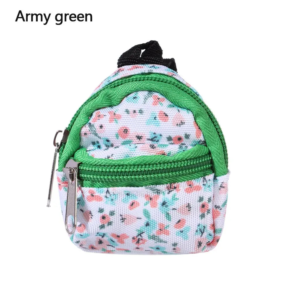 Mini Doll Backpack – Cute Cloth School Bag for 1/6 BJD Dolls Doll Accessory Axl army green