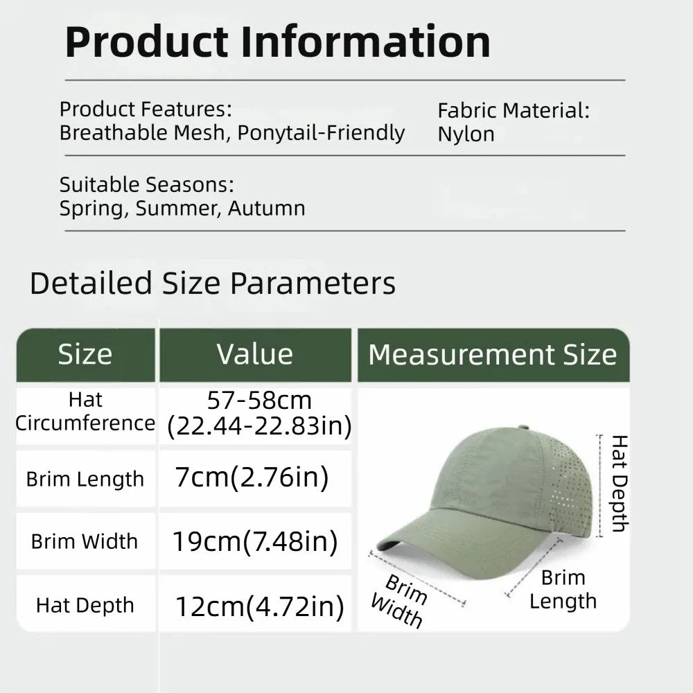 Women's Quick-Dry UV Baseball Cap – Lightweight Summer Sport Women's Sport Cap Axl