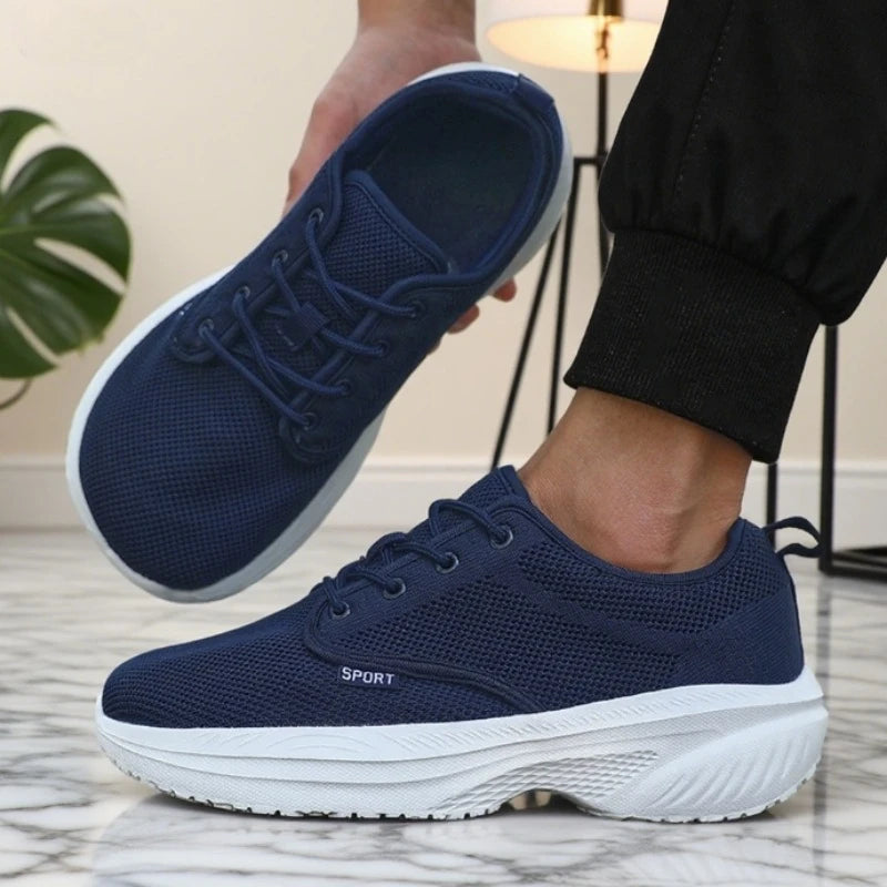 Men's Wide Toe Breathable Mesh Running Shoes | ZULIWAGN Men's Running Shoes Axl Navy Blue 42