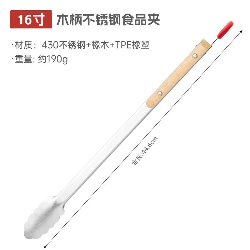 Stainless Steel BBQ Tongs with Heat-Resistant Wooden Handles BBQ Grill Tongs Axl