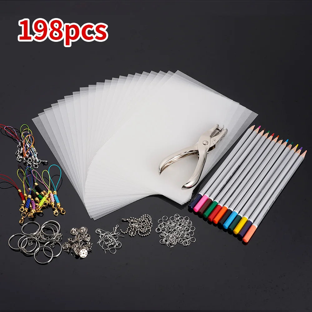 Heat Shrink Plastic Sheets – DIY Shrinky Art Film Craft Kit Shrink Art Craft Kit Axl 198Pcs