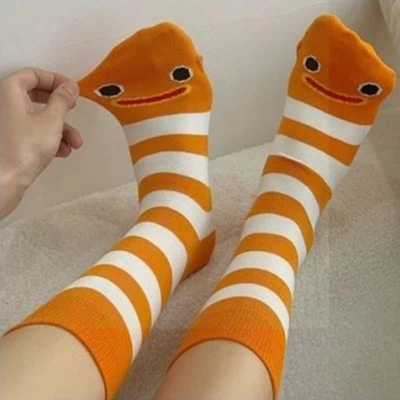 Novelty Garden Eel & Shark Mid Socks – Breathable Cotton Gift Novelty Mid Socks Axl One Size A5