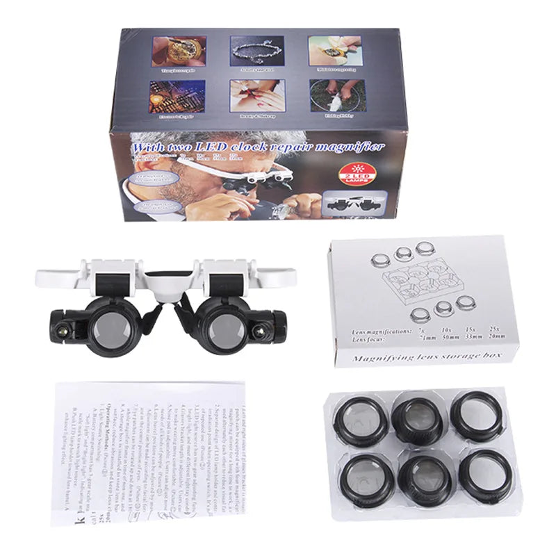LED Headband Magnifier Glasses – Jeweler Loupe with Light Headband Magnifier Axl