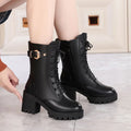 Women's Winter Ankle Boots – Suede Block Heel Zip Booties Women's Ankle Boots Axl Black 41