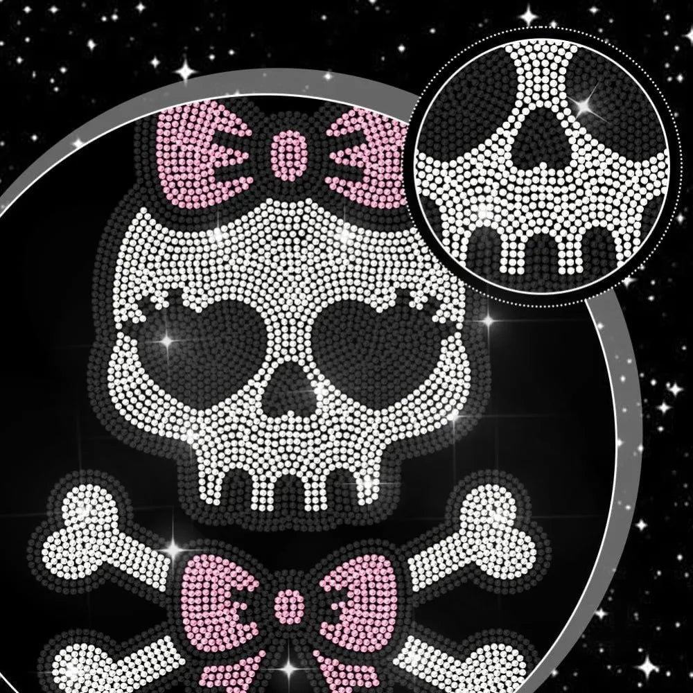 Glass Rhinestone Iron-On Skull Patch | 29.7x21cm Appliqué Iron-On Rhinestone Patch Axl