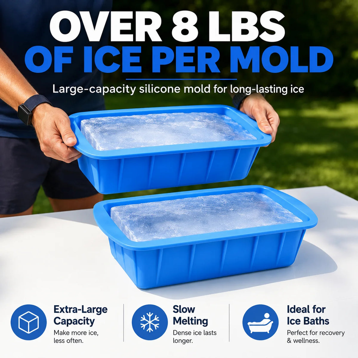 Extra Large Silicone Ice Block Mold – Giant 8 LB Ice Maker Silicone Ice Mold Axl