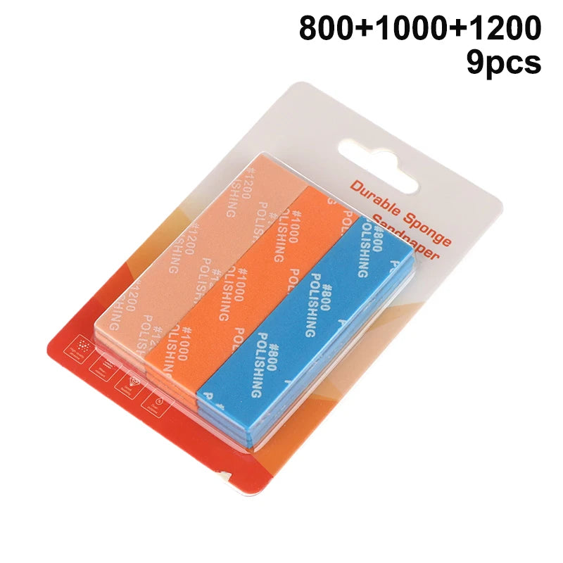 Wet/Dry Sponge Sandpaper Set 9/12 Pcs – #400 to #2000 Grit Sanding & Polishing Kit Axl A3