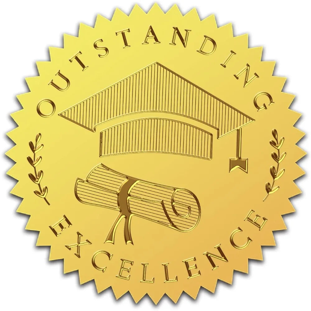 100pc Gold Foil Embossed Graduation Certificate Seal Stickers 2" Certificate Seal Stickers Axl