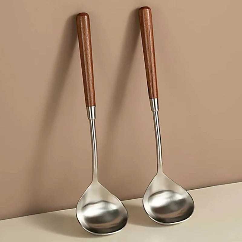 Stainless Steel Long Handle Spoon – Walnut Wood Stirring Spoon Kitchen Stirring Spoon Axl