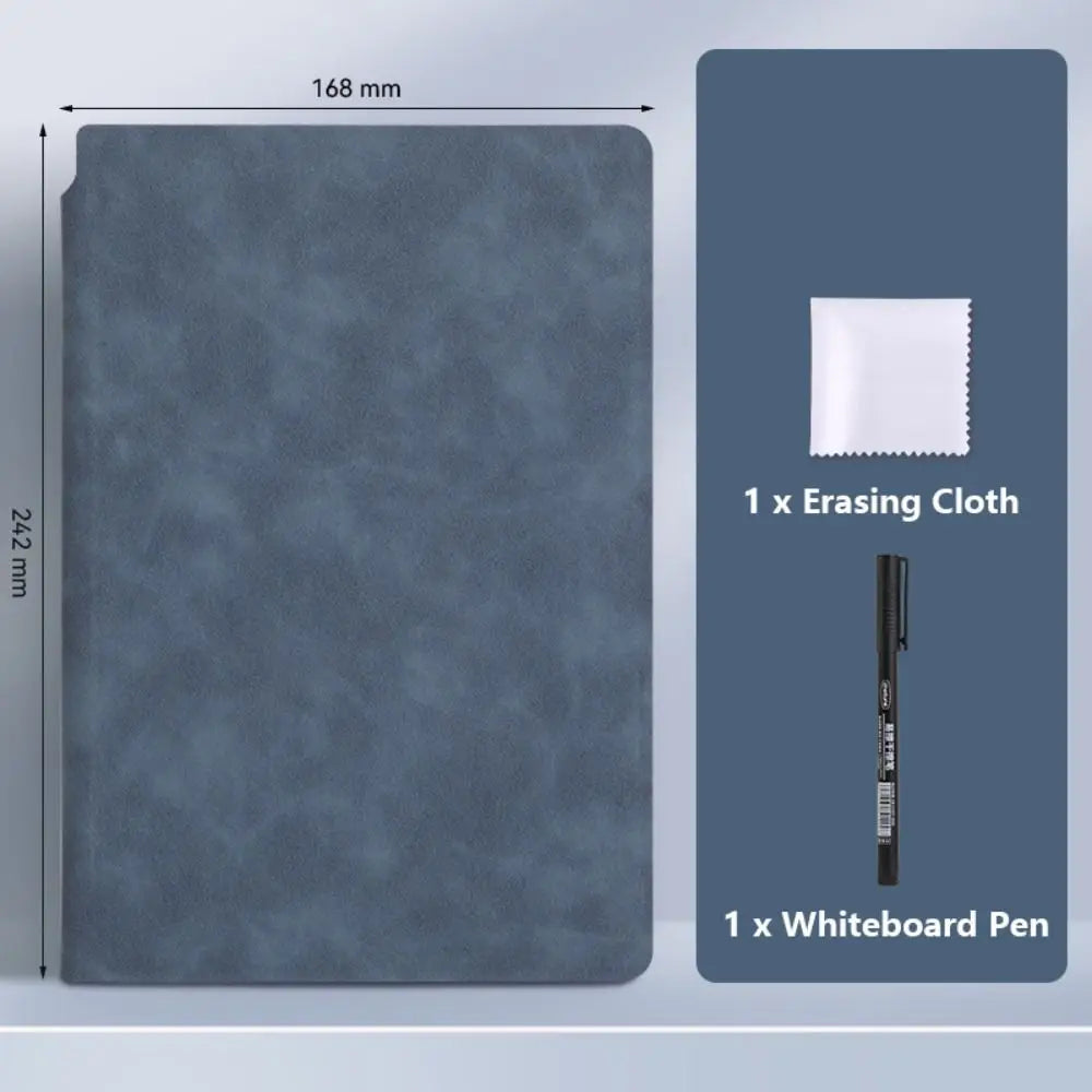 A5 Leather Reusable Whiteboard Notebook with Pen & Eraser Reusable Whiteboard Notebook Axl 06
