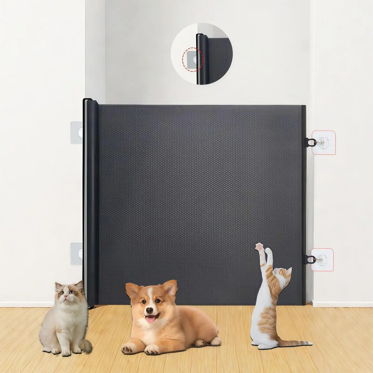 Retractable Mesh Pet Gate – No-Drill Door & Stair Barrier Retractable Pet Gate Axl