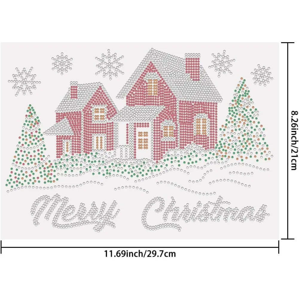 Glass Rhinestone Iron-On Christmas Appliqué Patch 297x210mm Iron-On Appliqué Patch Axl