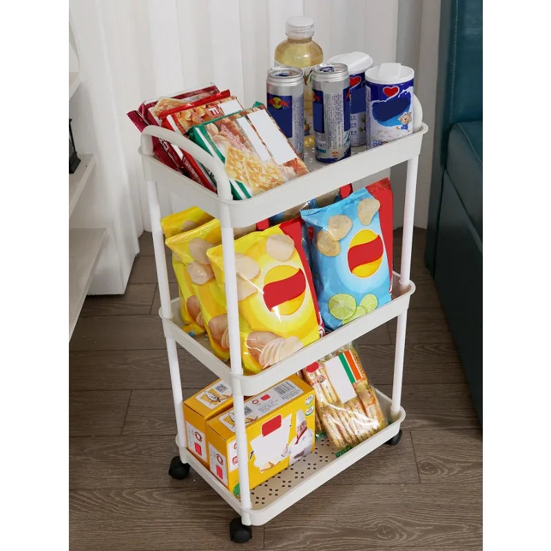 3/4-Tier Rolling Storage Cart with Lockable Wheels | Kitchen & Bath Rolling Storage Cart Axl