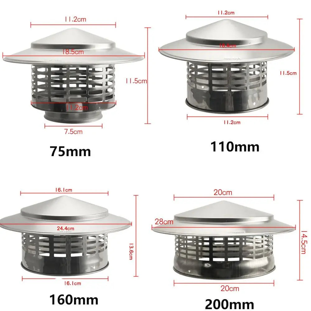 Stainless Steel Chimney Cap 75–200mm | Roof Duct Vent Cover Chimney Vent Cap Axl