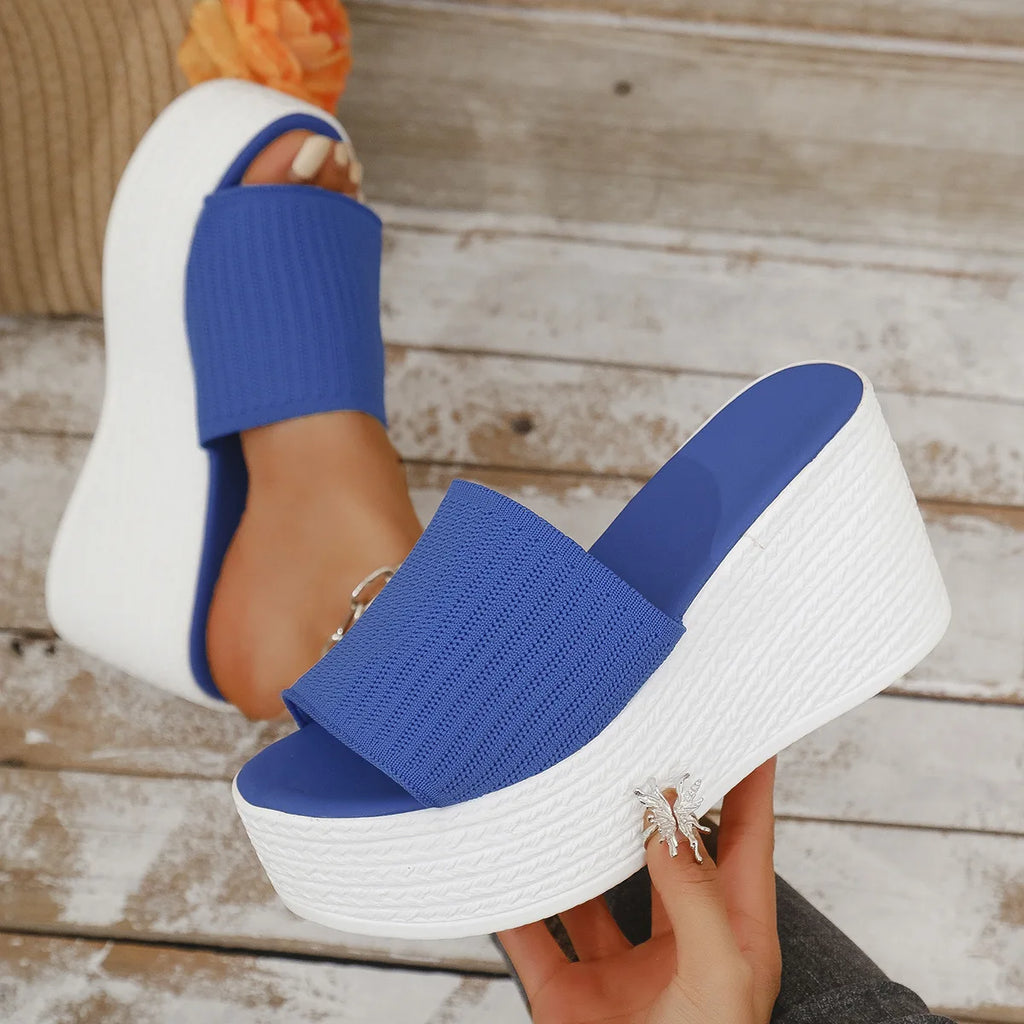 HAJINK Women's Slip-On Platform Sandals | Casual Roman Style Women's Platform Sandals Axl Blue 35 CN
