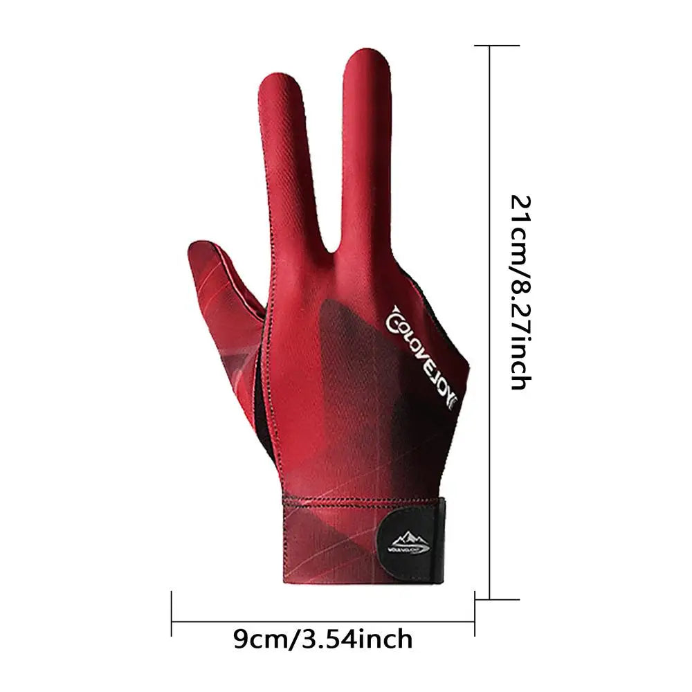 Fingerless Billiard Pool Glove – Non-Slip 3-Finger Cue Glove Billiard Cue Glove Axl wine red right hand