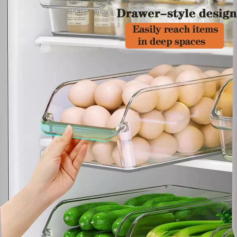 Clear Fridge Organizer Drawer Bins – Set of 2, 3 or 4 Fridge Storage Bins Axl