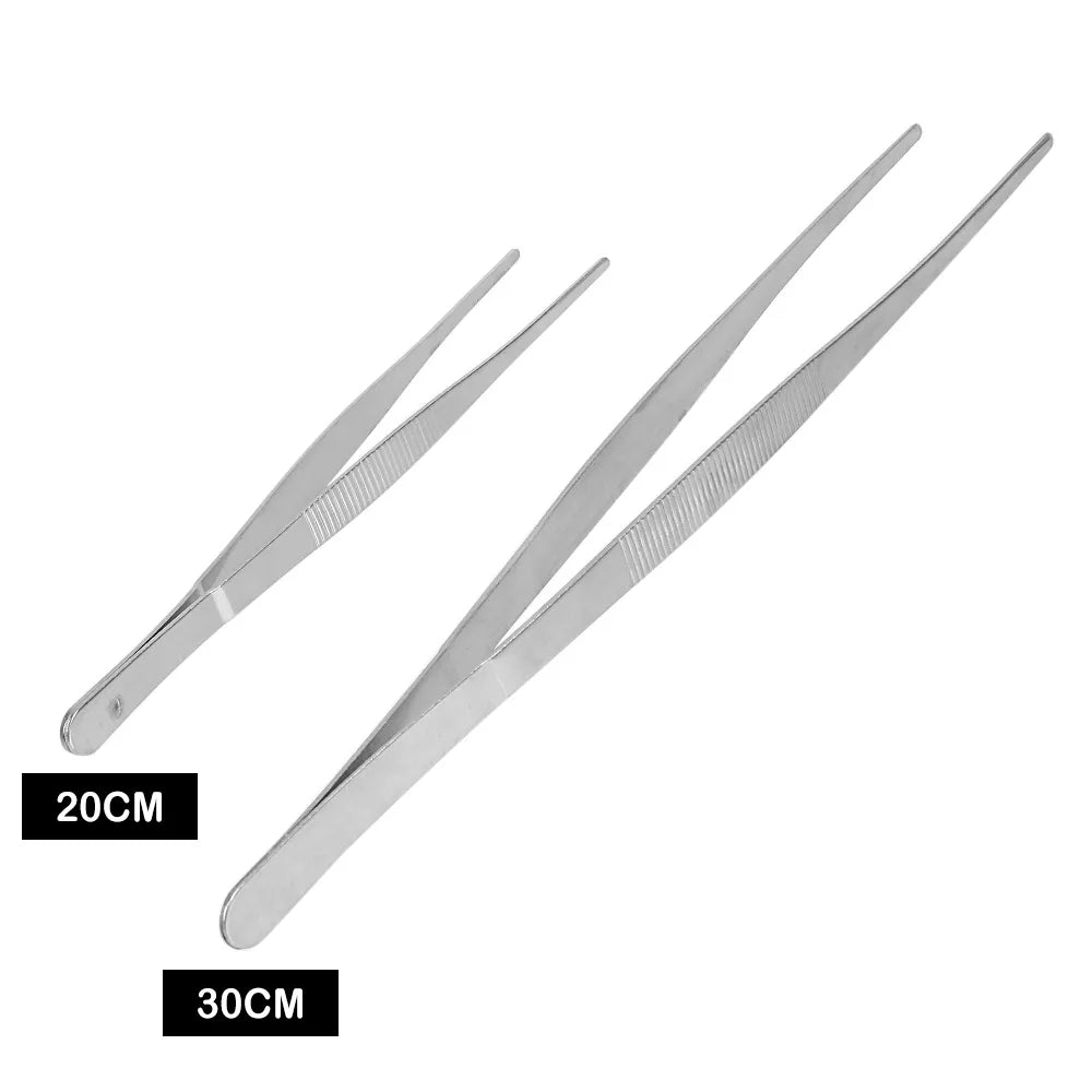 Stainless Steel BBQ Food Tongs & Tweezers – 20cm or 30cm BBQ Kitchen Tongs Axl