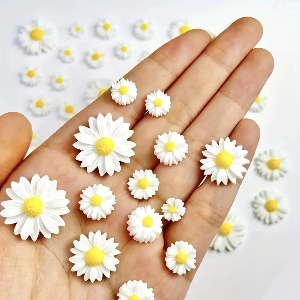 3D Daisy Nail Charms – Resin Flatback Nail Art Decorations Nail Art Charms Axl