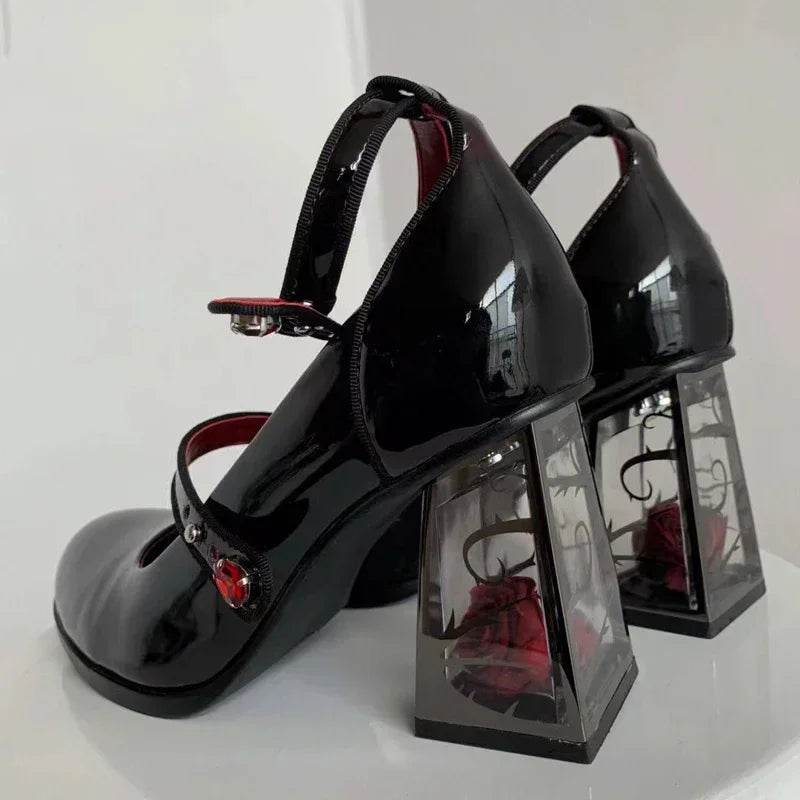 Women's Mary Jane Platform Pumps | Patent Ankle Strap Heels Mary Jane Pumps Axl