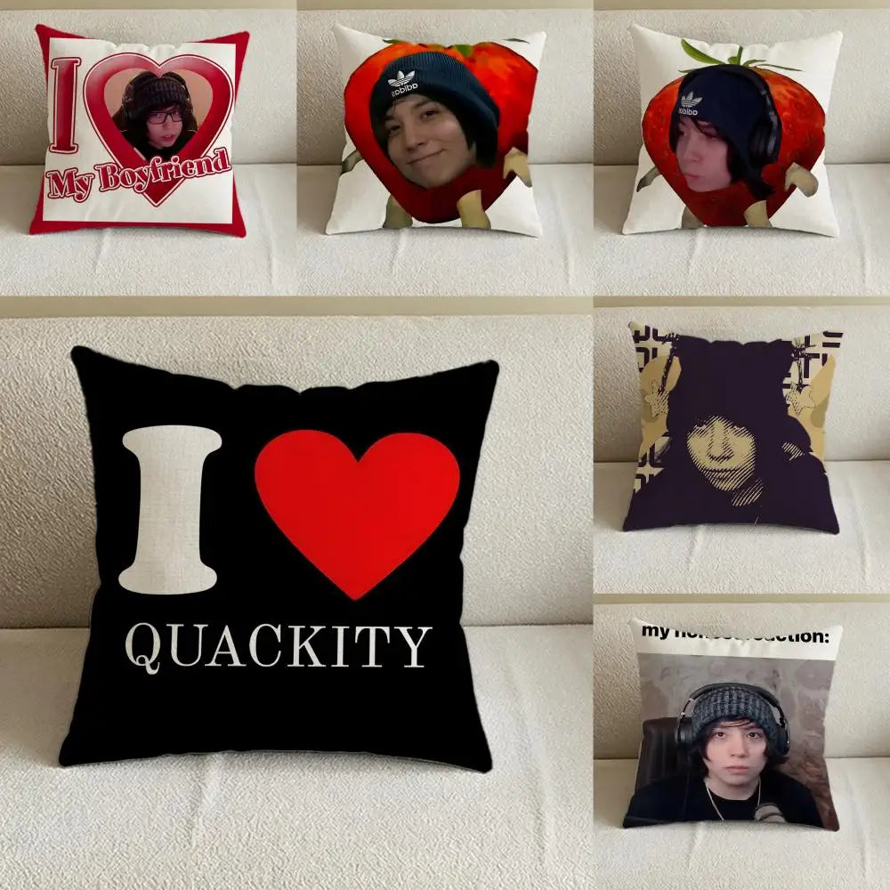 Quackity My Beloved Linen Cushion Cover | Fan Décor Pillowcase Decorative Cushion Cover Axl