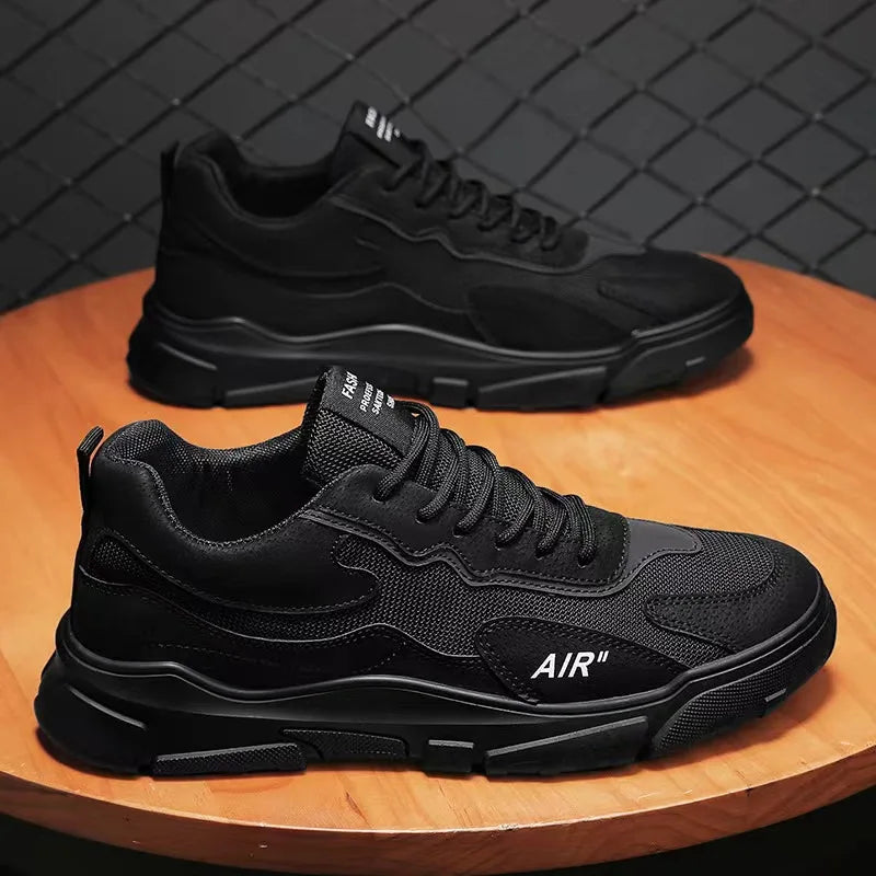 Men's Breathable Mesh Low-Top Platform Sneakers | Non-Slip Men's Casual Sneakers Axl black 43