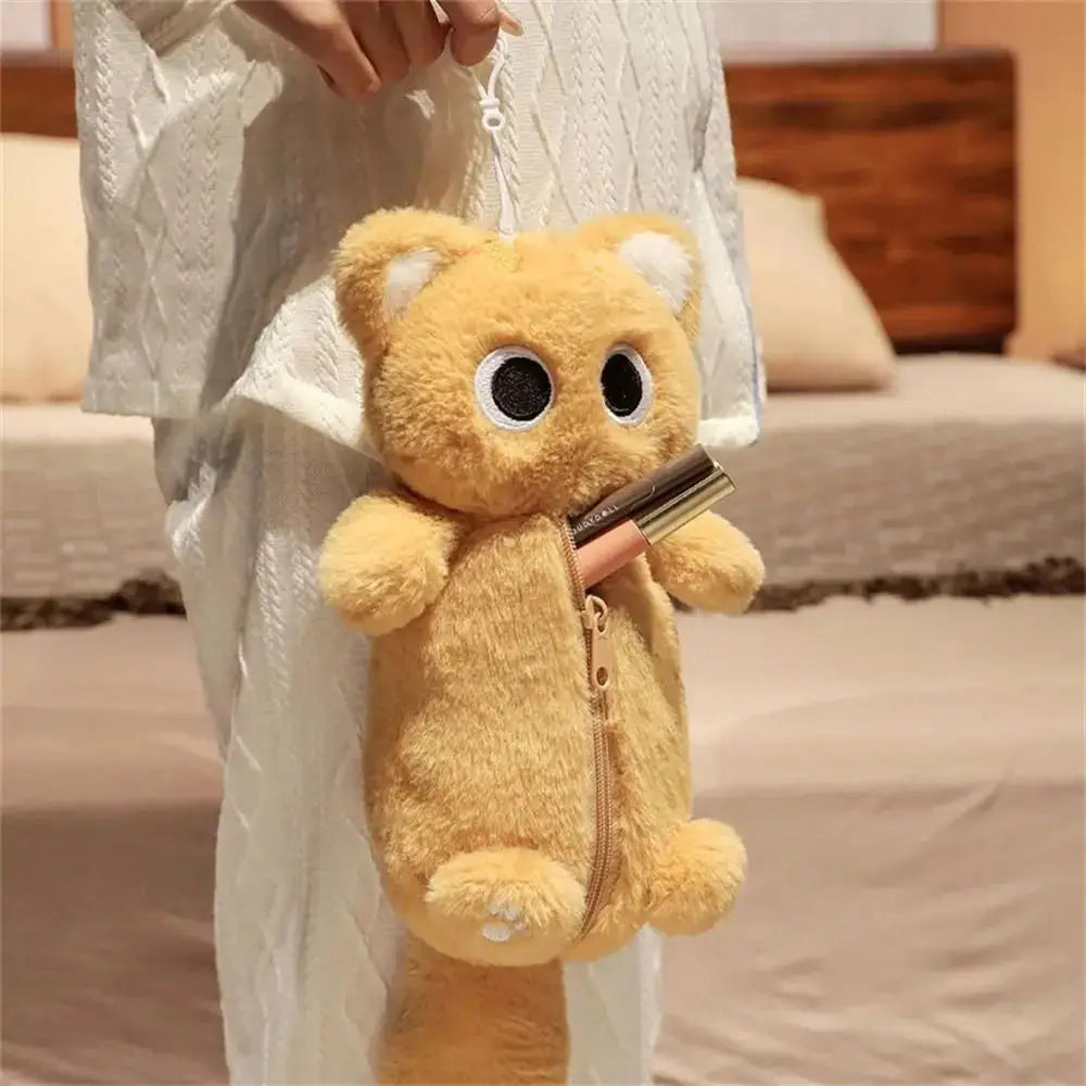 Cartoon Cat Plush Pencil Bag – Large Capacity Stationery Organizer Pencil Case Axl