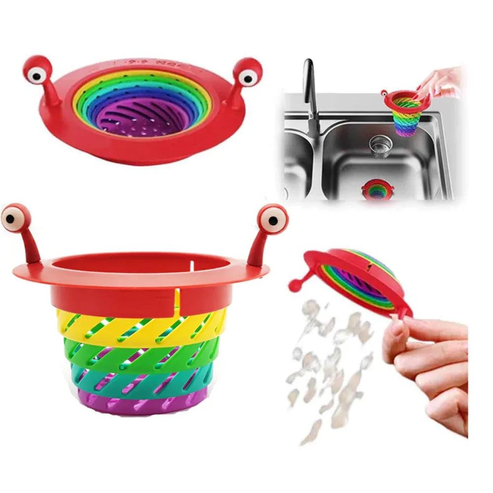 Little Monster Rainbow Sink Strainer – Anti-Clog Drain Filter Sink Drain Strainer Axl